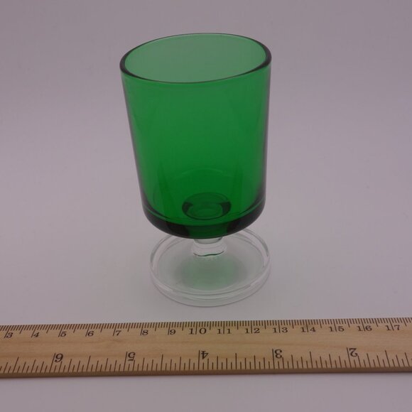 One(1) Green Glass with Circular Stem Base France - Picture 10 of 14